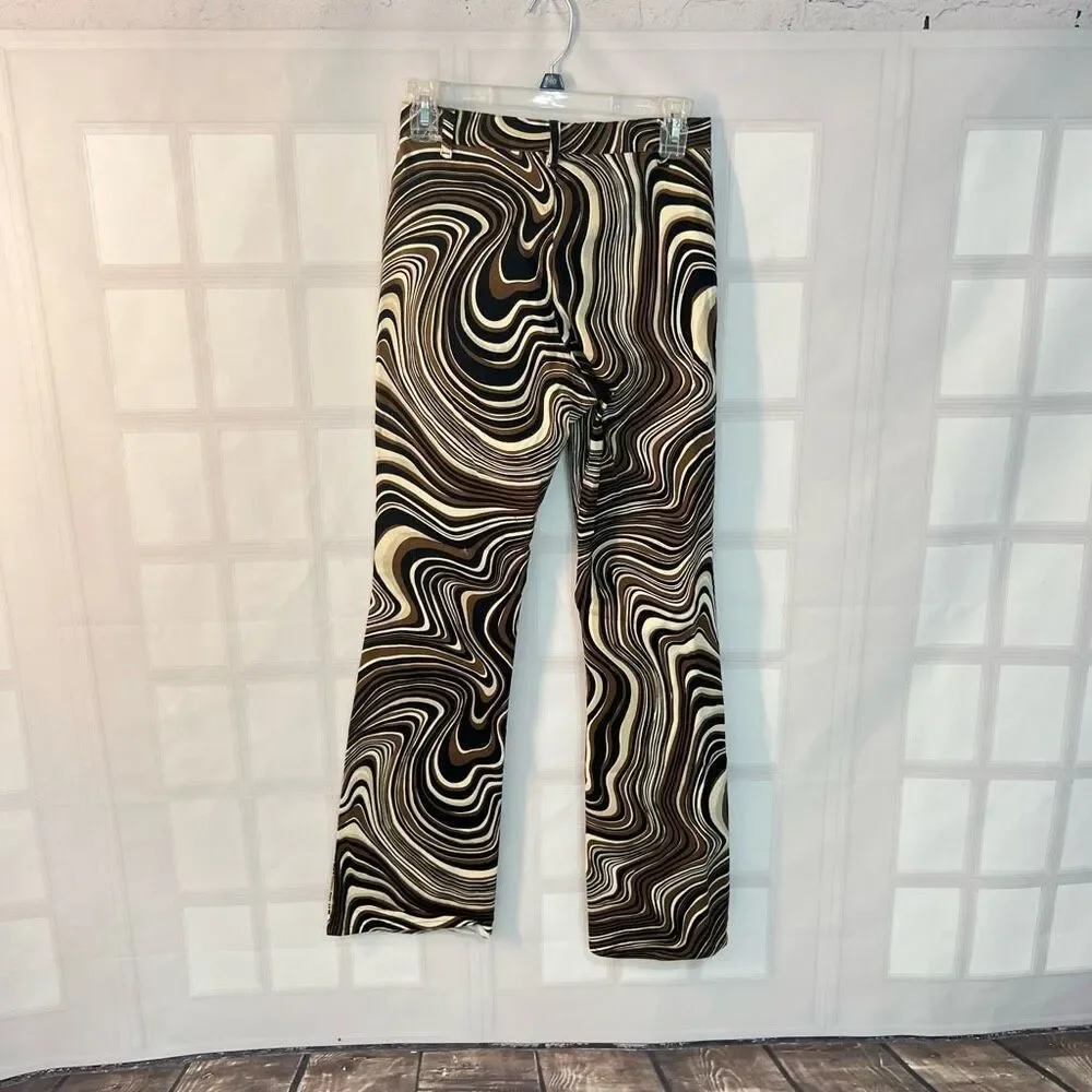 Motel Zoven Multicolor Ripple High Waist Flare Trouser In 70's Size XS - Picture 7 of 12